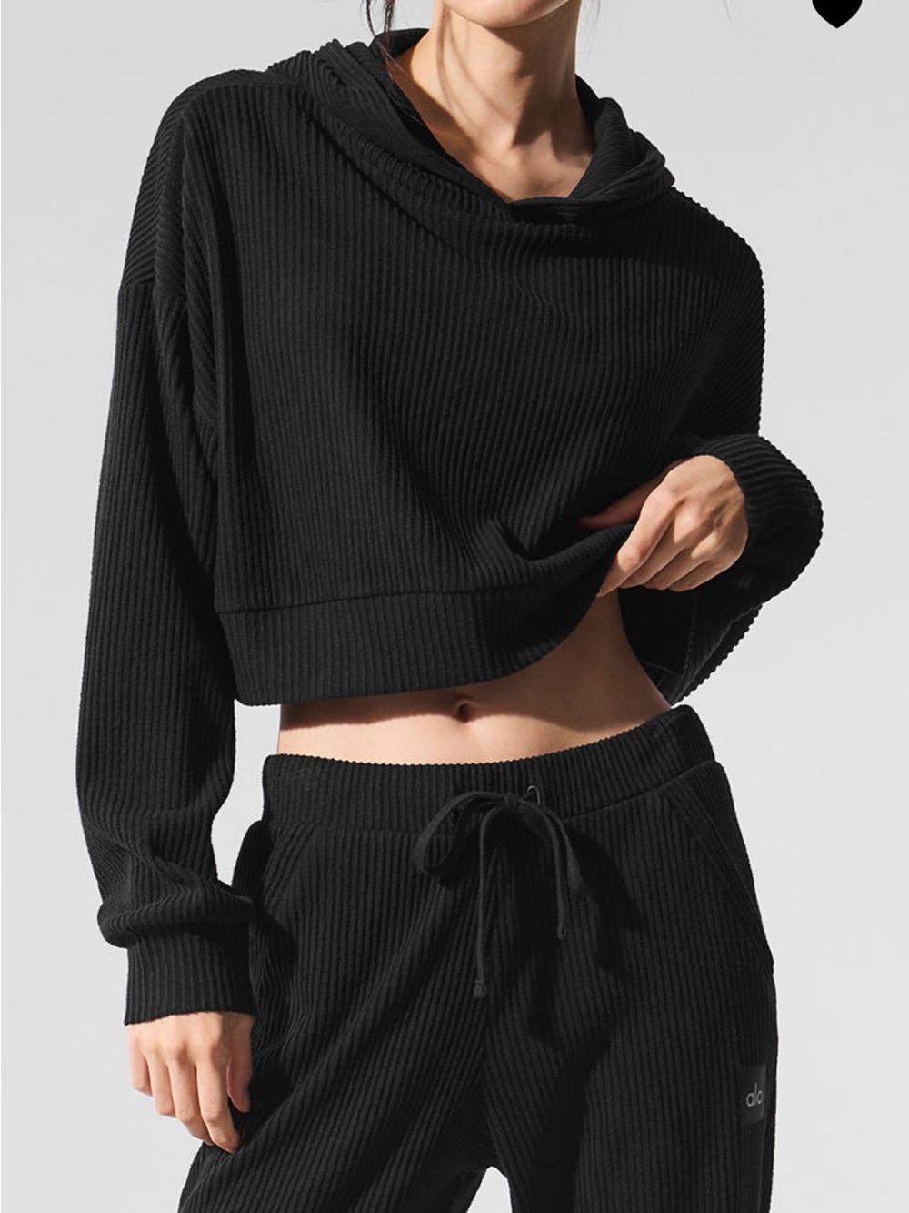ALO Yoga MUSE set (hoodie + pants + shorts) NWT RT $300 Black